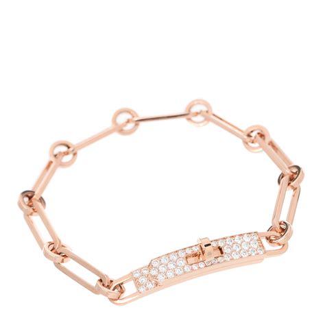 Hermès 18K Diamond Kelly Chaine Bracelet .